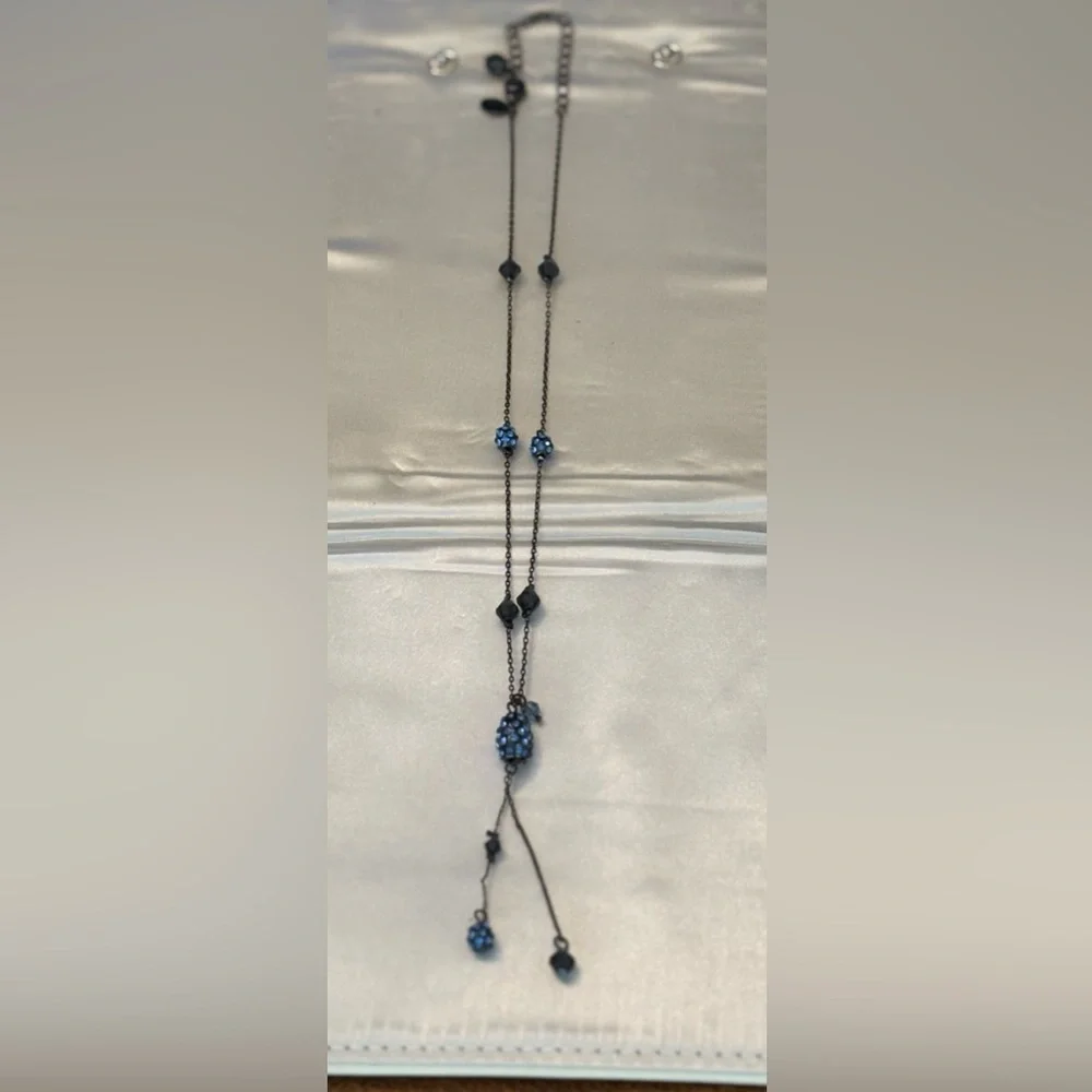 Elegant Blue Beaded Necklace and matching earrings set